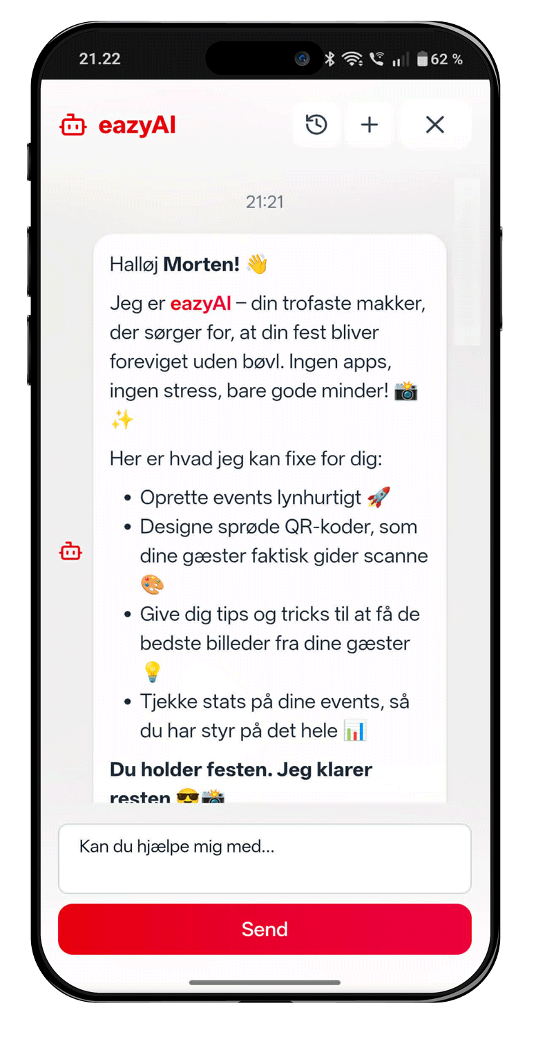 eazyAI QR-print på en mobiltelefon