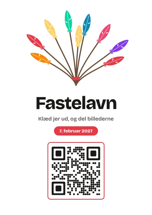 Designet Fastelavnsris med QR-kode