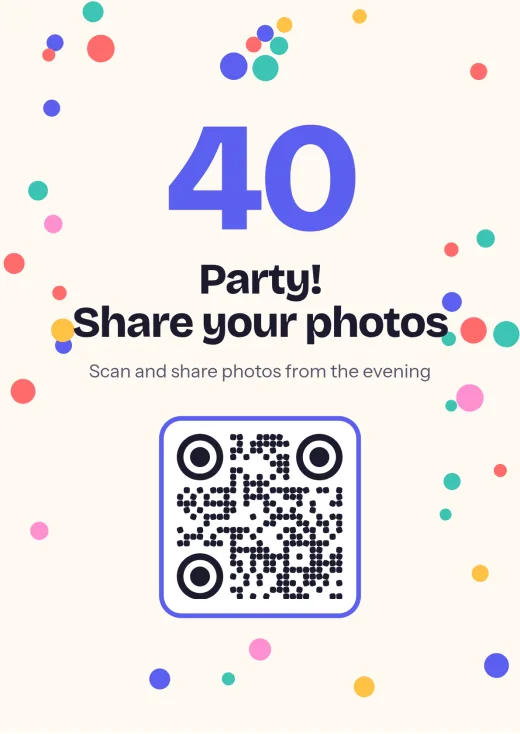 The Confetti design with a QR code