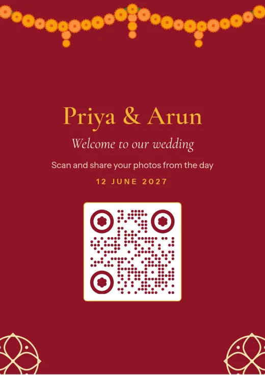 The Kolam design with a QR code
