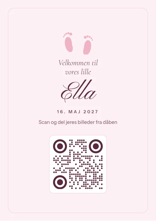 Designet Små fødder med QR-kode