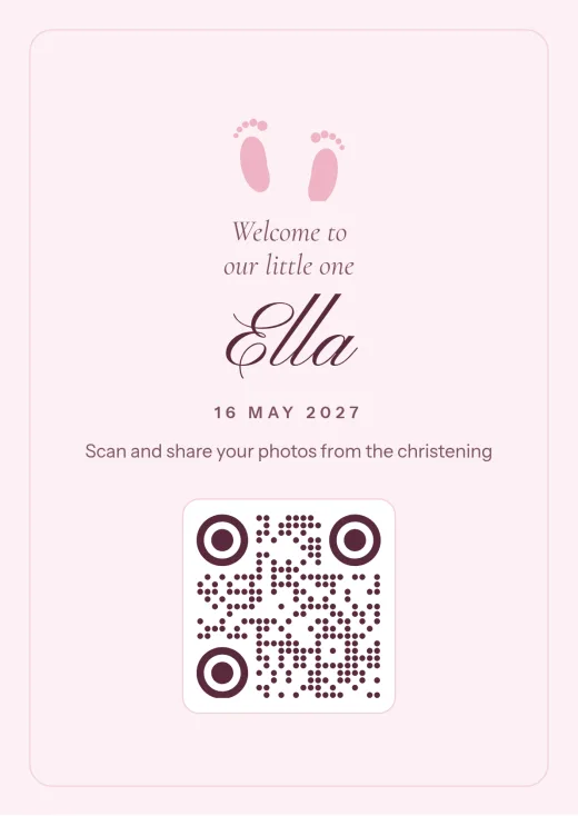 The Little feet design with a QR code