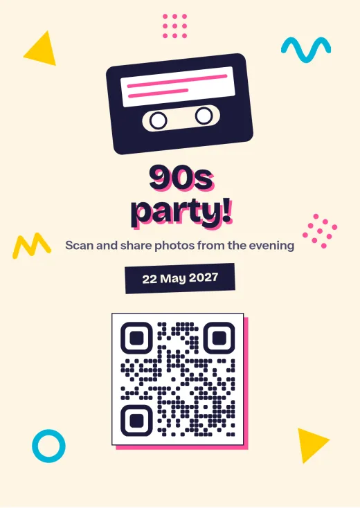 The 90s design with a QR code